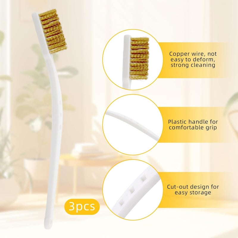 Pretwad Small Brass Brush 3PCS Brass Wire Brushes for Cleaning, 3D Printer Nozzle Cleaning Brasses Wire Toothbrush Tool, Brasses Brush Handle Hot End Toothbrush for Polishing & Rust Removal - Image 3